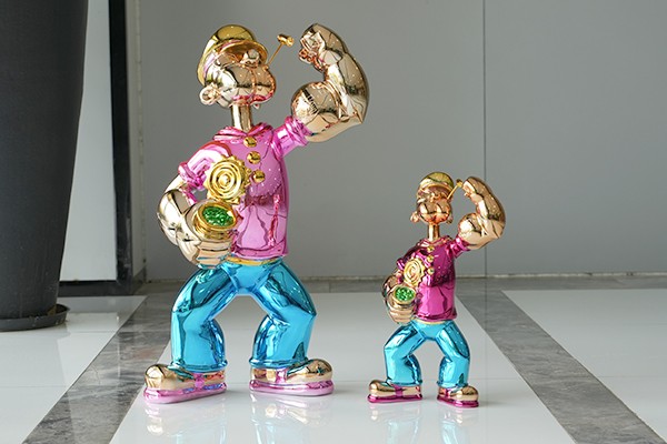 Cartoon sculpture fiberglass popeye sculpture for interior decor